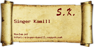 Singer Kamill névjegykártya